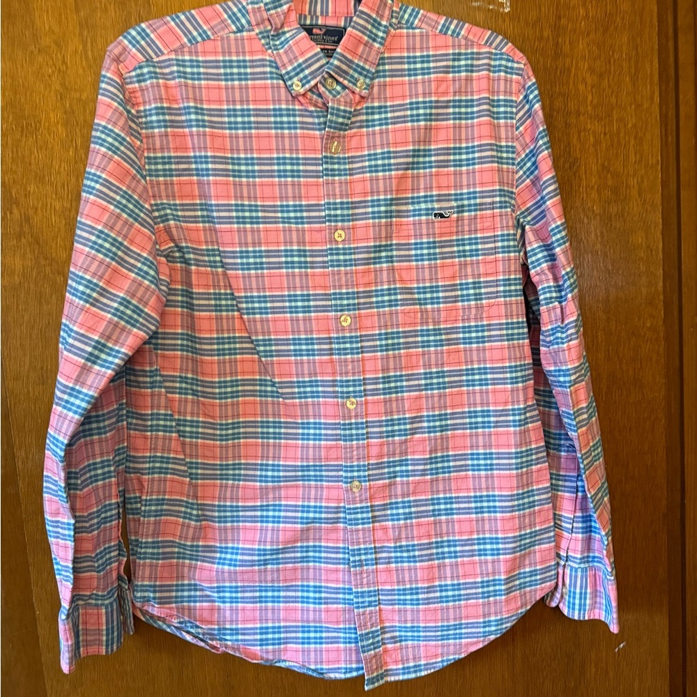 Vineyard Vines Pink and Blue Checkered Shirt